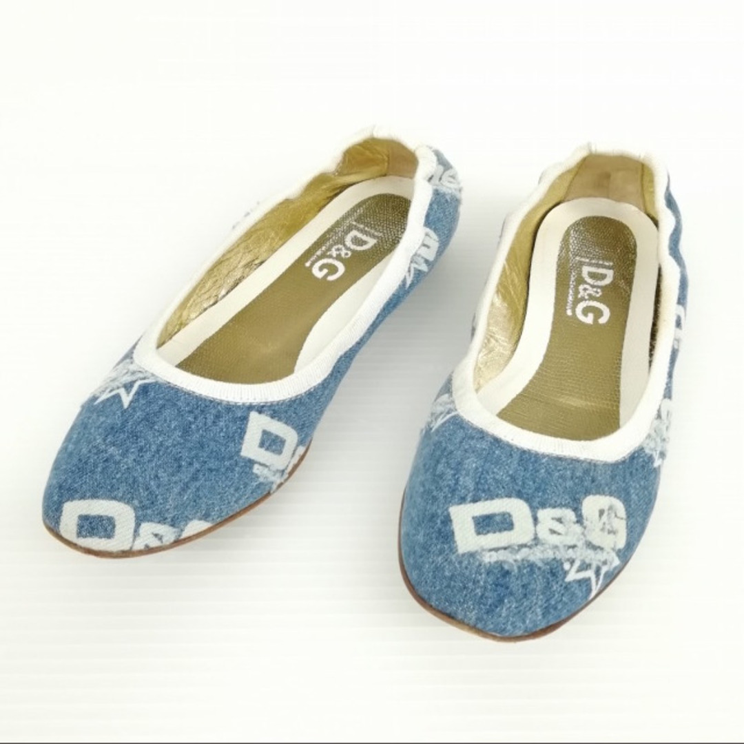D&G(ディーアンドジー)のD&G デニム バレエシューズ パンプス ロゴ ダメージ加工 36.5 ブルー レディースの靴/シューズ(ハイヒール/パンプス)の商品写真