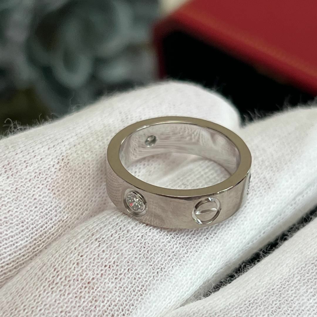 Cartier(カルティエ)のカルティエ ラブリング ハーフダイヤ3P シルバー 11号 #49 指輪 リング レディースのアクセサリー(リング(指輪))の商品写真