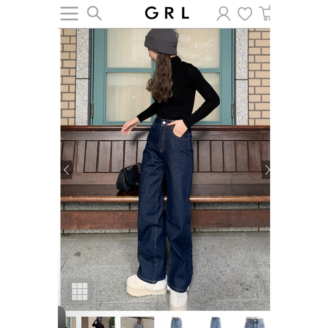 GRL(グレイル)のGRL グレイル　ハイウエストセミワイドデニムパンツ［fo1843］ レディースのパンツ(デニム/ジーンズ)の商品写真
