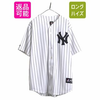 USA製 MLB オフィシャル Majestic ヤンキース ベースボール シャツ メンズ XL 古着 ユニフォーム ゲームシャツ メジャーリーグ 半袖シャツ (ウェア)