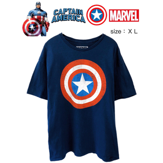 MARVEL - Captain America　Tシャツ　XL　紺　USA古着