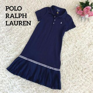 POLO RALPH LAUREN - ポロラルフローレン　ポロシャツワンピース　裾プリーツ　Mサイズ相当　ネイビー