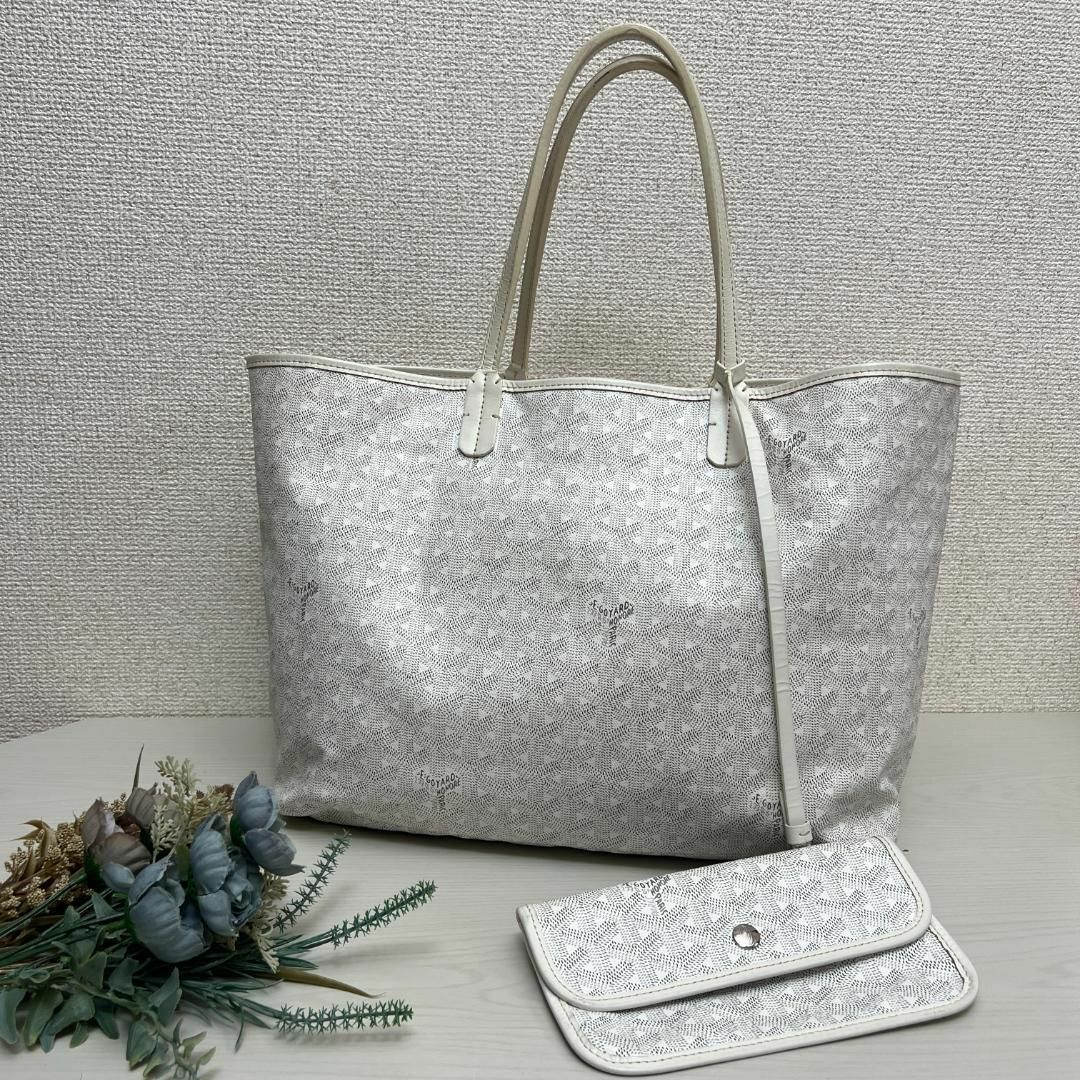 GOYARD(ゴヤール)の【現行品】GOYARD ゴヤール サンルイPM ポーチ付 ホワイト トートバッグ レディースのバッグ(トートバッグ)の商品写真