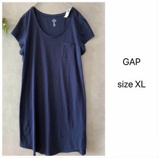 GAP - 未使用☆GAP ネイビー半袖チュニック丈Tシャツ 部屋着 イージーコンフォート