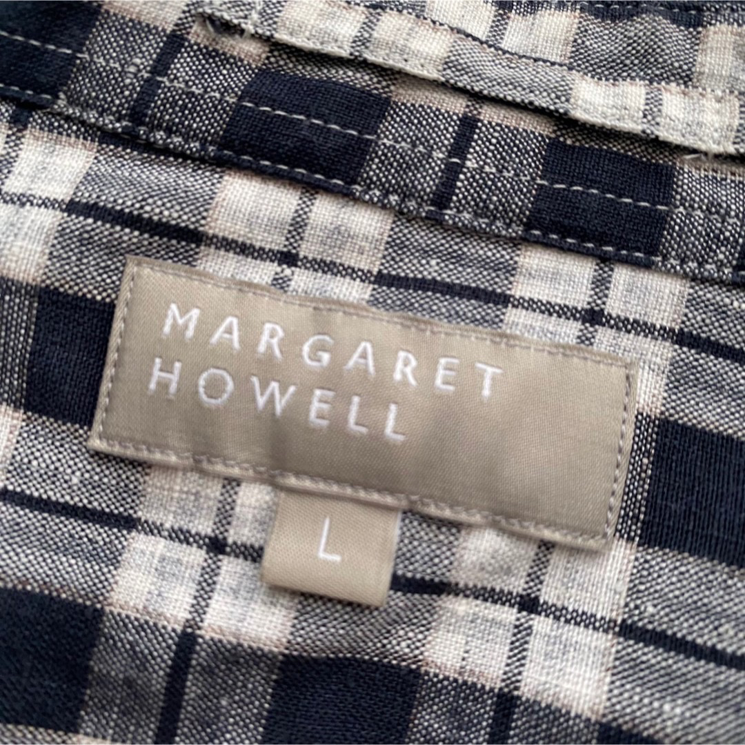 MARGARET HOWELL(マーガレットハウエル)の極美品 マーガレットハウエル リネン100% チェック 長袖シャツ L メンズ メンズのトップス(シャツ)の商品写真