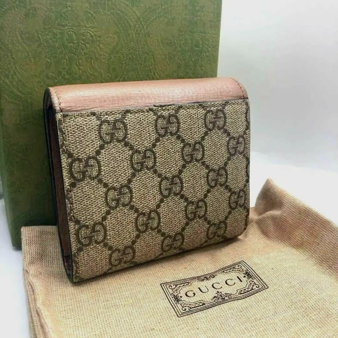 Gucci(グッチ)のGUCCI 二つ折り財布 マーモント スプリーム ダスティーピンク レディースのファッション小物(財布)の商品写真