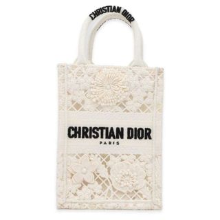 ディオール(Dior)のクリスチャン・ディオール トートバッグ ブックトート ミニ Christian Dior バッグ 2way ショルダーバッグ 白(トートバッグ)