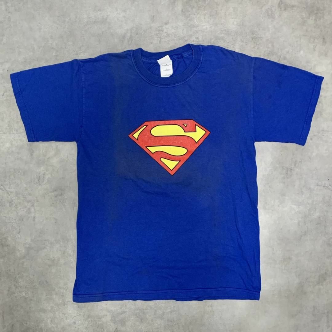 【SuperMan】スーパーマン ブルーTシャツ 両面プリント Mサイズ メンズのトップス(Tシャツ/カットソー(半袖/袖なし))の商品写真