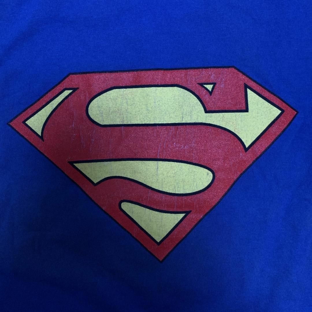 【SuperMan】スーパーマン ブルーTシャツ 両面プリント Mサイズ メンズのトップス(Tシャツ/カットソー(半袖/袖なし))の商品写真