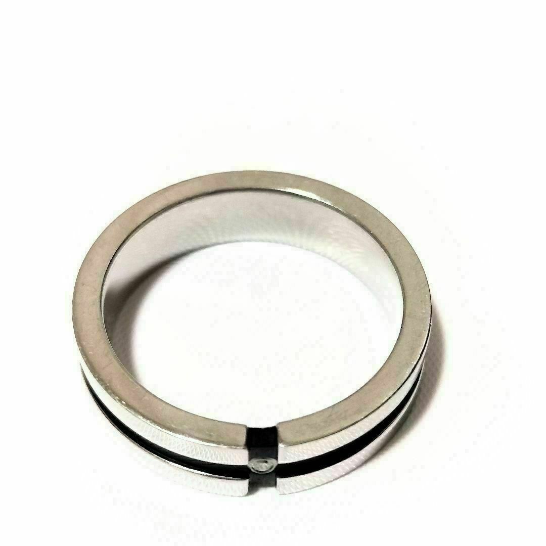 メンズ リング ダイヤ 15号 シルバー ブラック クロスライン ダイヤモンド メンズのアクセサリー(リング(指輪))の商品写真