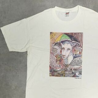 アンビル(Anvil)の【GOAT】山羊 絵画風アートTシャツ 2XLサイズ ホワイト カオス(Tシャツ/カットソー(半袖/袖なし))