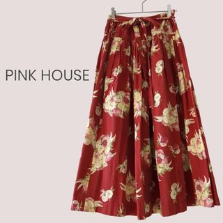 ピンクハウス(PINK HOUSE)の訳あり・格安！ピンクハウス　PINK HOUSE　ロングスカート　花柄　赤(ロングスカート)