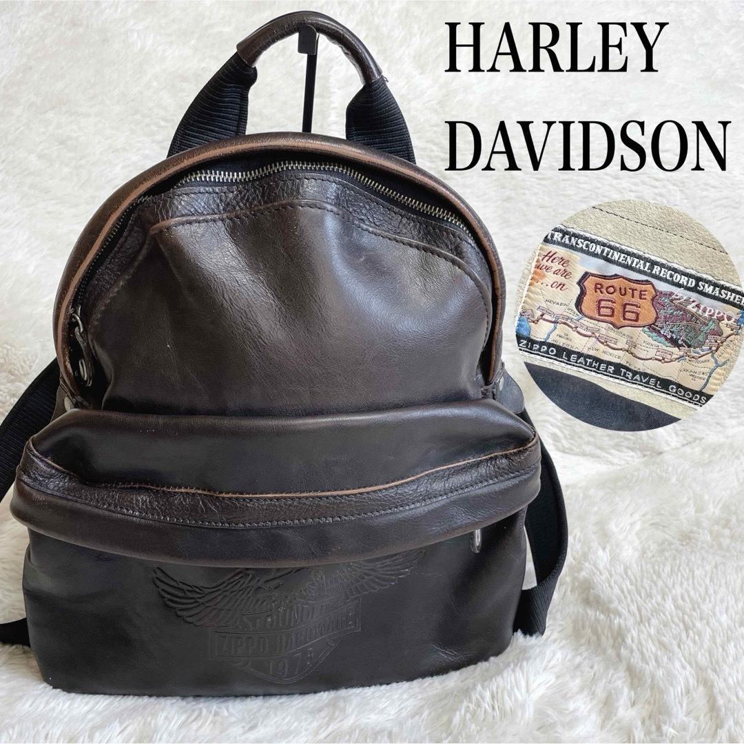 Harley Davidson(ハーレーダビッドソン)の激レア ハーレーダビッドソン オールレザー バックパック リュック ヴィンテージ メンズのバッグ(バッグパック/リュック)の商品写真