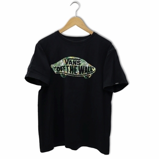 ヴァンズ(VANS)のバンズ ロゴプリント 半袖 クルーネック コットン Tシャツ M ブラック(Tシャツ/カットソー(半袖/袖なし))