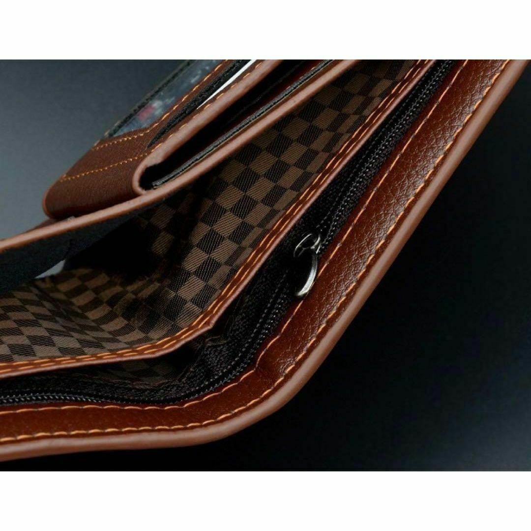 メンズ ミニ財布 二つ折り財布 カードケース ブラック レザー おしゃれ 薄型 メンズのファッション小物(折り財布)の商品写真