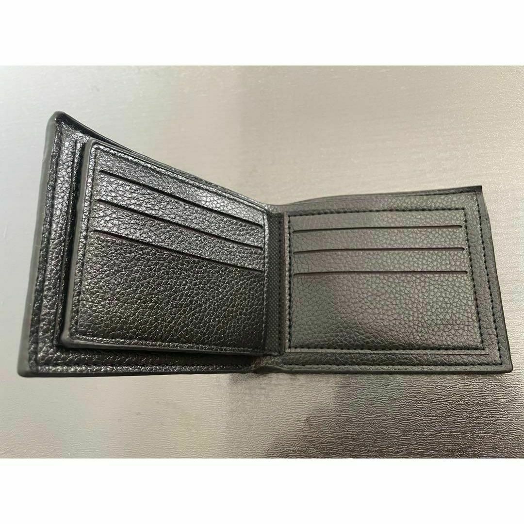 メンズ ミニ財布 二つ折り財布 カードケース ブラック レザー おしゃれ 薄型 メンズのファッション小物(折り財布)の商品写真