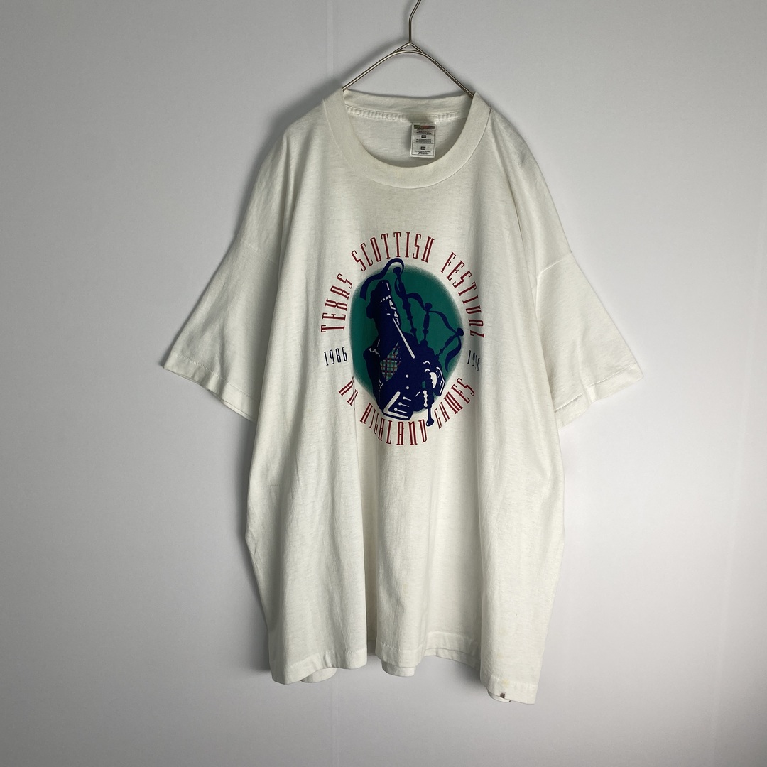 FRUIT OF THE LOOM(フルーツオブザルーム)のフルーツオブザルーム　Tシャツ　ヴィンテージ　90’s　USA製　白　緑　赤 メンズのトップス(Tシャツ/カットソー(半袖/袖なし))の商品写真