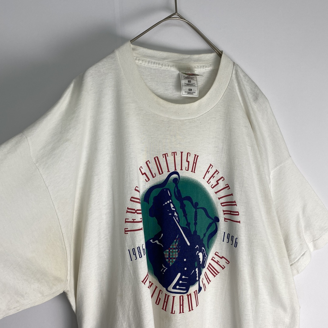 FRUIT OF THE LOOM(フルーツオブザルーム)のフルーツオブザルーム　Tシャツ　ヴィンテージ　90’s　USA製　白　緑　赤 メンズのトップス(Tシャツ/カットソー(半袖/袖なし))の商品写真