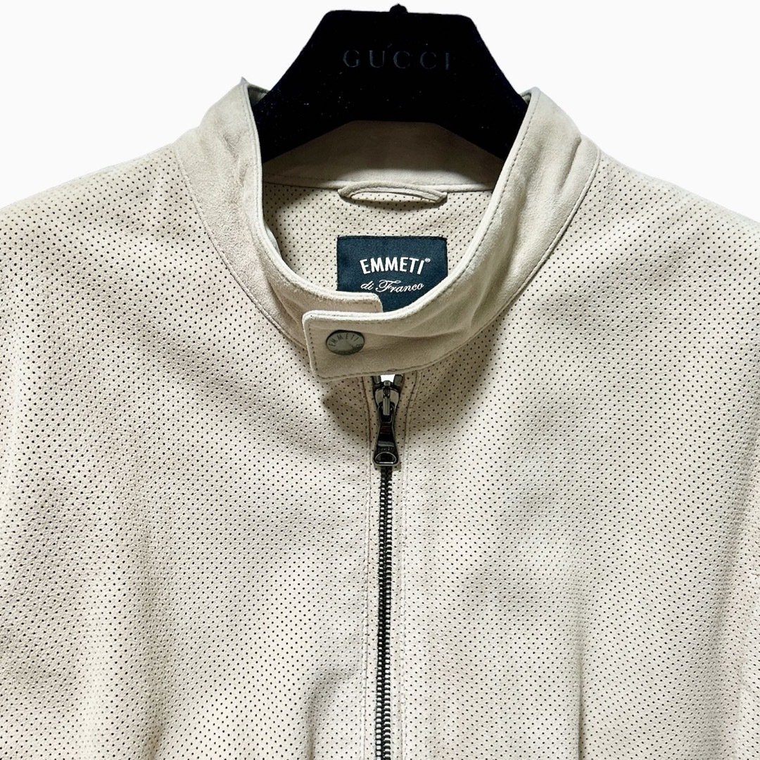 EMMETI(エンメティ)の高級❗️EMMETI  JURI パンチングシングルライダースジャケット メンズのジャケット/アウター(ライダースジャケット)の商品写真