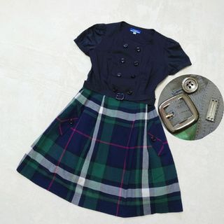 BURBERRY BLUE LABEL - バーバリーブルーレーベル　ワンピース　チェック　ロゴベルト　ロゴプレート　美品