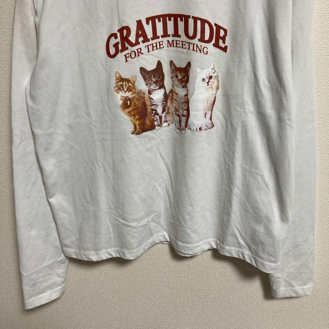 GRL(グレイル)のGRL グレイル　ロンT Tシャツ ネコ　猫　プリント　白　ホワイト　F レディースのトップス(Tシャツ(長袖/七分))の商品写真