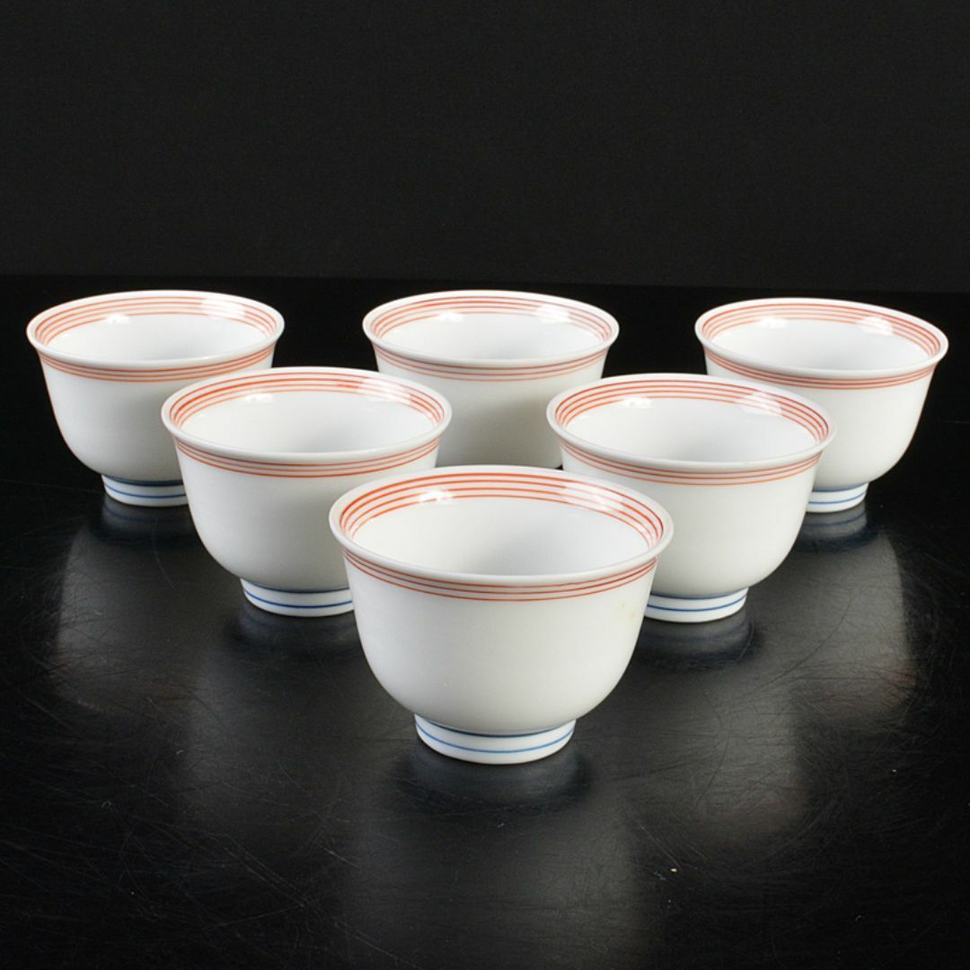 煎茶道具 七仙寿 汲出し茶碗 煎茶碗 六客 時代箱付 M R7181