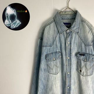 ラングラー(Wrangler)のラングラー　長袖シャツ　27MW　ウエスタンシャツ　デニム　80s 90s　青(シャツ)