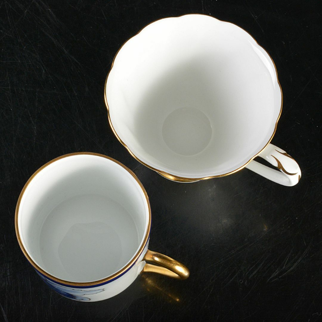 大倉陶園 染付金彩 コーヒーカップ＆ソーサー 2種2客 V R7186