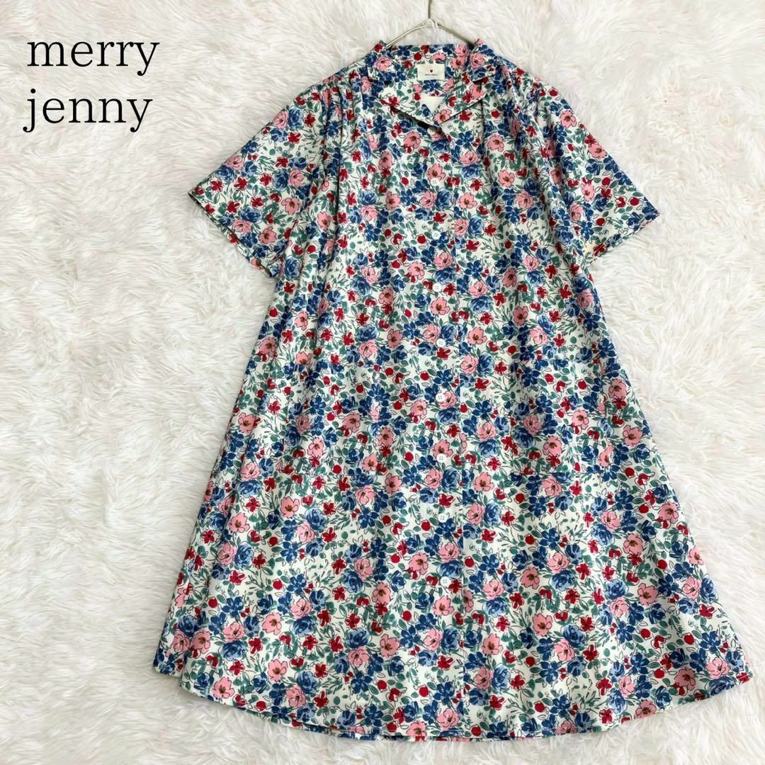 merry jenny(メリージェニー)のmerryjenny メリージェニー フラワープリントシャツワンピース レディースのワンピース(ひざ丈ワンピース)の商品写真