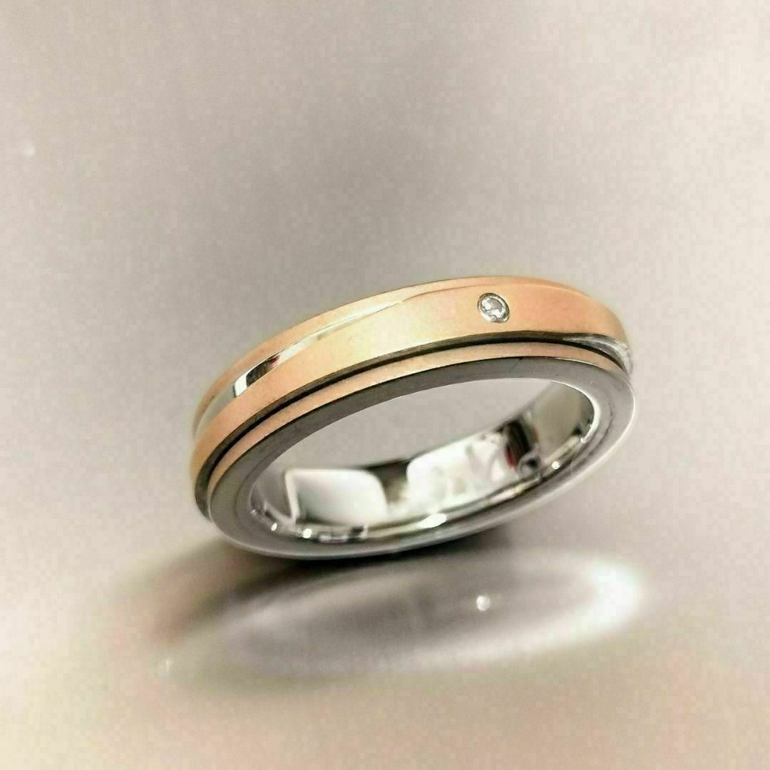 レディース リング 13号 ダイヤモンド シンプル シルバー ベージュ クロス レディースのアクセサリー(リング(指輪))の商品写真