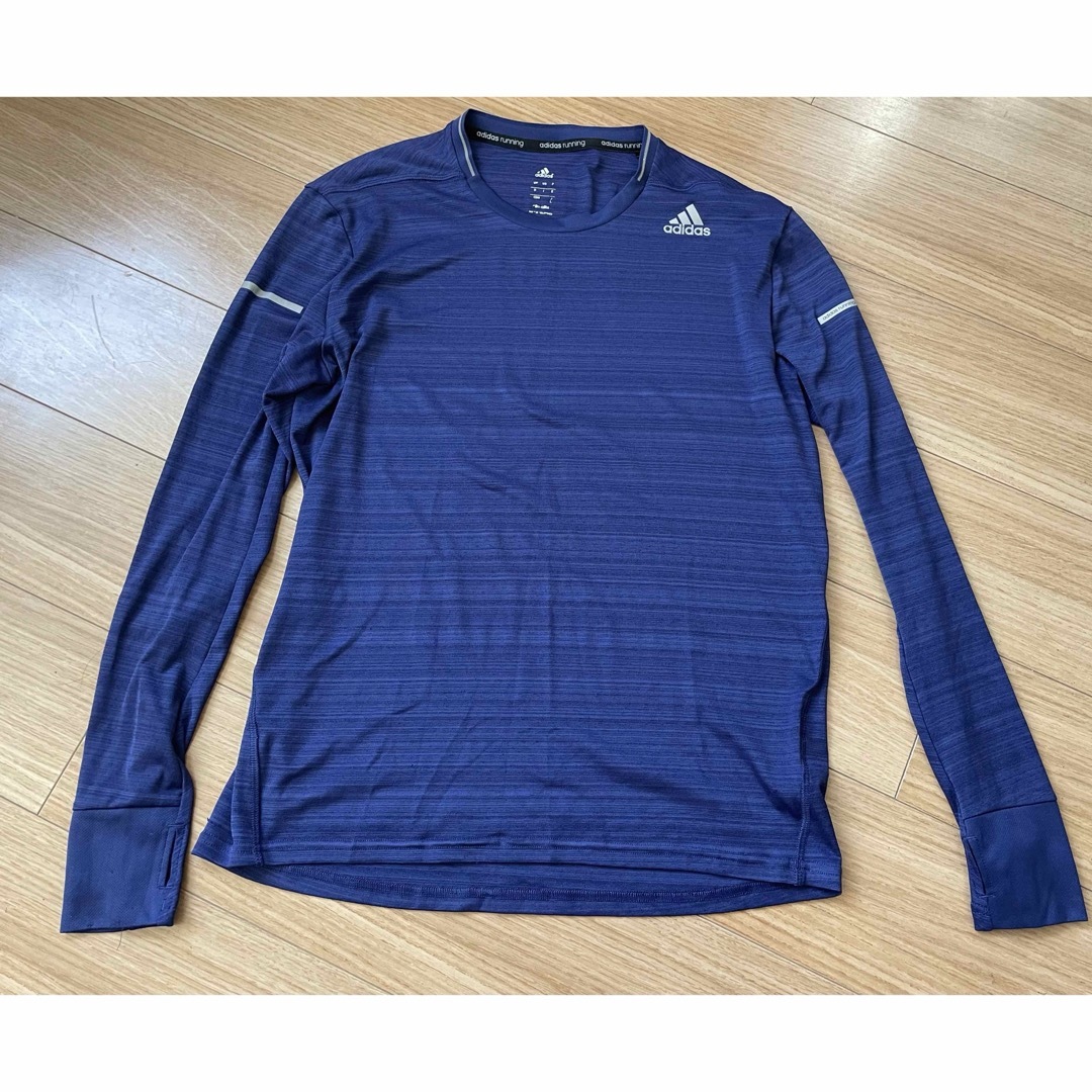 adidas(アディダス)のadidas　長袖スポーツシャツ　ブルーネイビー　L メンズのトップス(Tシャツ/カットソー(七分/長袖))の商品写真