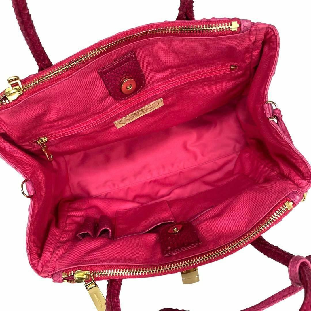 Samantha Thavasa(サマンサタバサ)の超希少✨ 蛇革 サマンサタバサ アゼルラフィー ピンク 2way トートバッグ レディースのバッグ(トートバッグ)の商品写真