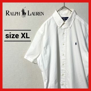 Ralph Lauren - 90s 古着 ラルフローレン 半袖BDシャツ 白シャツ オーバーサイズ XL 