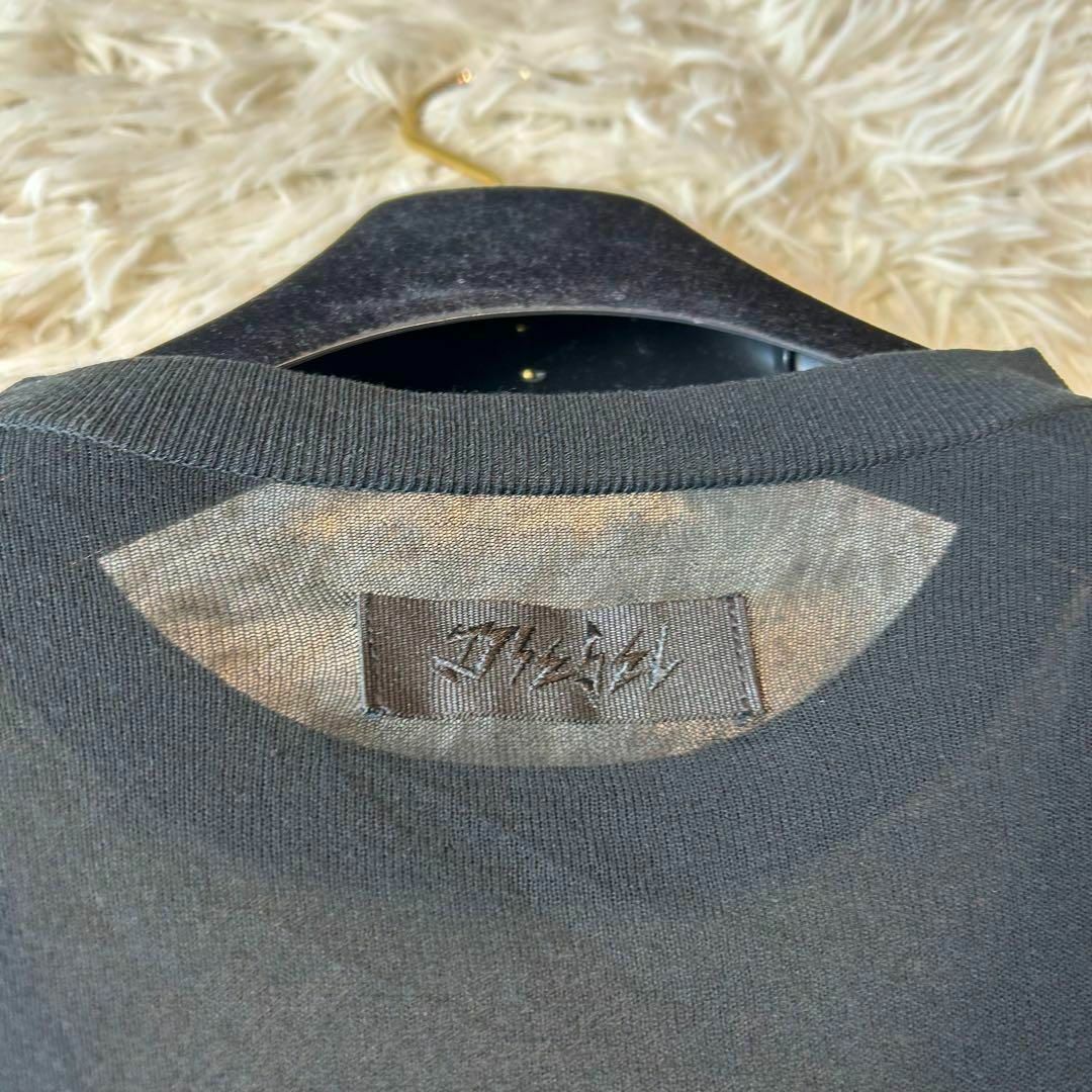 DIESEL(ディーゼル)のDIESEL ディーゼル 異素材ミックス半袖ニットトップス シアー ブラック レディースのトップス(Tシャツ(半袖/袖なし))の商品写真
