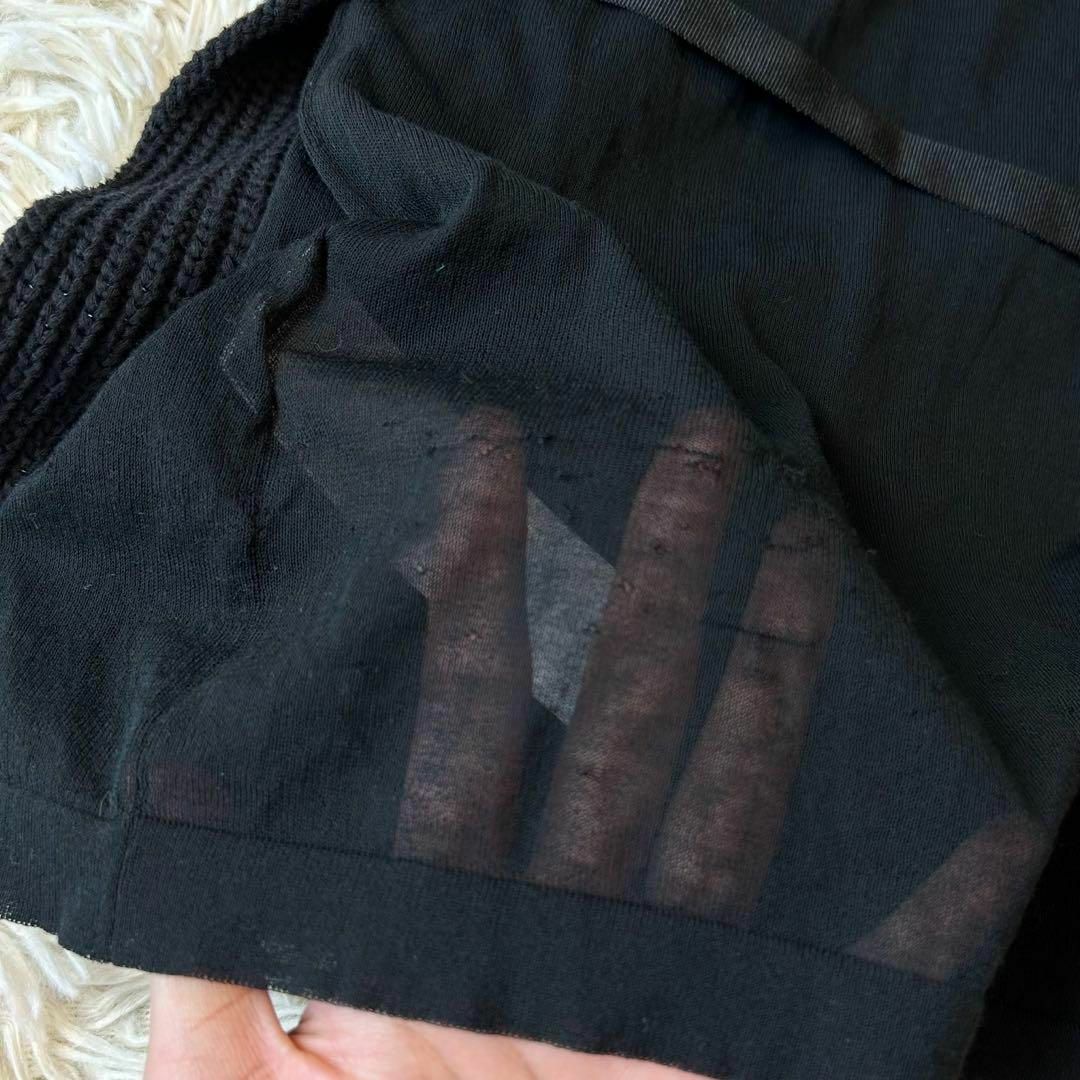DIESEL(ディーゼル)のDIESEL ディーゼル 異素材ミックス半袖ニットトップス シアー ブラック レディースのトップス(Tシャツ(半袖/袖なし))の商品写真