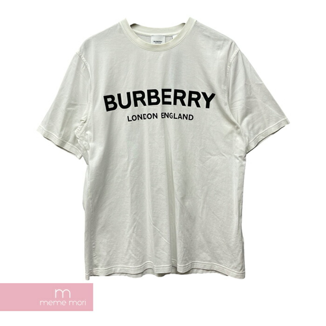 BURBERRY(バーバリー)のBURBERRY Logo Print Cotton Tee 8026016 バーバリー ロゴプリントコットンTシャツ 半袖カットソー ホワイト×ブラック サイズS 【240516】【中古-C】【me04】 メンズのトップス(Tシャツ/カットソー(半袖/袖なし))の商品写真