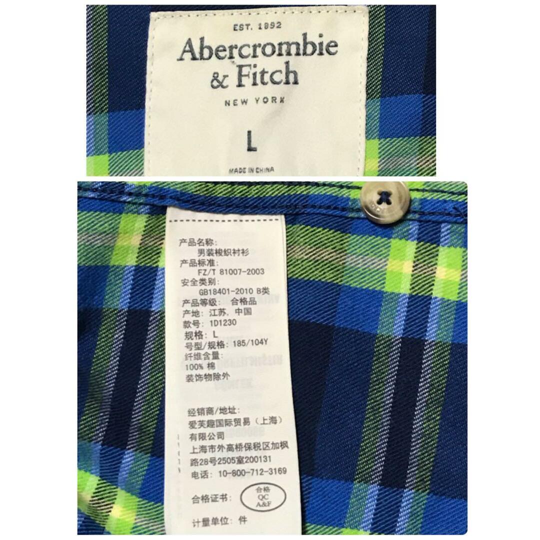 Abercrombie&Fitch(アバクロンビーアンドフィッチ)の【人気L】アバクロンビー＆フィッチ　ロゴ入り長袖シャツ　チェック　H696 メンズのトップス(シャツ)の商品写真