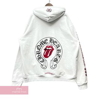 クロムハーツ(Chrome Hearts)のCHROME HEARTS×The Rolling Stones Lip And Tongue Hoodie クロムハーツ×ローリングストーンズ リップアンドタンフーディ プルオーバーパーカー ロゴプリント オンライン限定 ホワイト×レッド サイズM 【240516】【新古品】【me04】(パーカー)