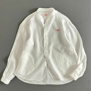 DANTON - ダントン リネンシャツ バンドカラー 長袖 麻100% 白 サイズ 38 hi5