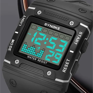 新品 SYNOKE スタイリッシュデジタルウォッチ メンズ腕時計 ブラック 38