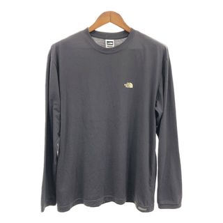 ザノースフェイス(THE NORTH FACE)のUSA製 THE NORTH FACE ノースフェイス 長袖Ｔシャツ アウトドア ワンポイント グレー (メンズ L) 中古 古着 Q7066(Tシャツ/カットソー(七分/長袖))