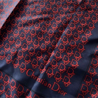Christian Dior - クリスチャンディオール　ミニシルクスカーフ　総柄　ネイビー