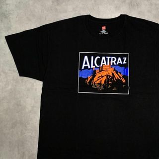 ヘインズ(Hanes)の【ALCATRAZ】アルカトラズ　Tシャツ　ブラック　XLサイズ　US古着(Tシャツ/カットソー(半袖/袖なし))