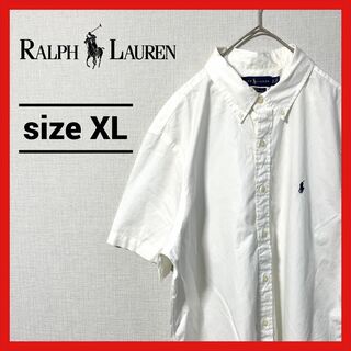 Ralph Lauren - 90s 古着 ラルフローレン 半袖BDシャツ 刺繍ロゴ ゆるダボ XL 