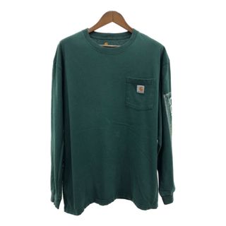 カーハート(carhartt)のCarhartt カーハート ポケット 長袖Ｔシャツ 袖プリント グリーン (メンズ XL) 中古 古着 Q7068(Tシャツ/カットソー(七分/長袖))