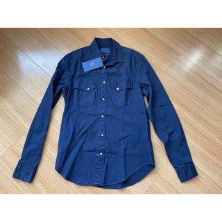 新品未使用　ZARA　ストレッチウエスタンシャツ　ネイビー　S