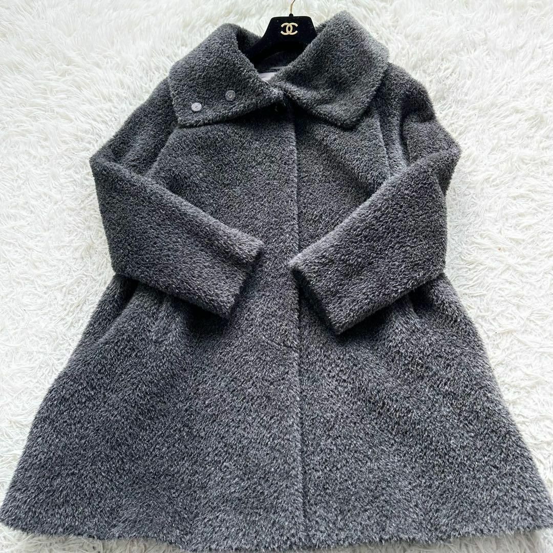 Max Mara(マックスマーラ)のMax Mara マックスマーラ　アルパカシャギー　ビッグカラーコート　グレー レディースのジャケット/アウター(ロングコート)の商品写真