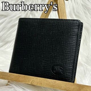 バーバリー(BURBERRY)のBurberry's バーバリーズ　二つ折財布　ホースロゴ　ブラック　レザー財布(折り財布)