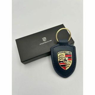 ポルシェ(Porsche)のPORSCHE ポルシェ　クレスト   キーホルダー ネイビー 紺色 箱付き(車外アクセサリ)