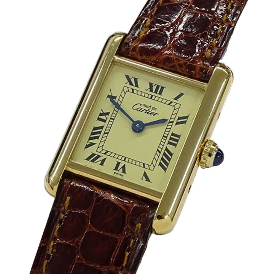 Cartier(カルティエ)のカルティエ Cartier 時計 レディース ブランド マストタンク SM ヴェルメイユ クオーツ QZ 925 レザー W1003153 スクエア【中古】 レディースのファッション小物(腕時計)の商品写真